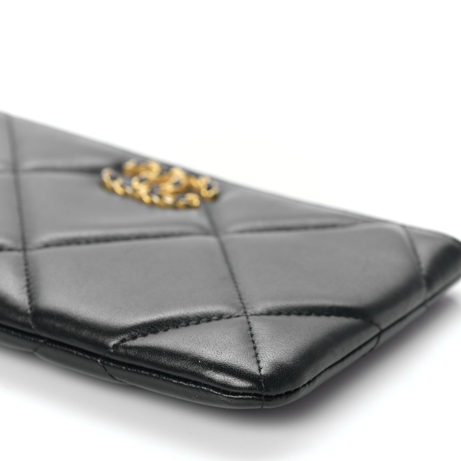 Chanel Lambskin Quilted Small Chanel 19 Pouch Black 9 of 10
