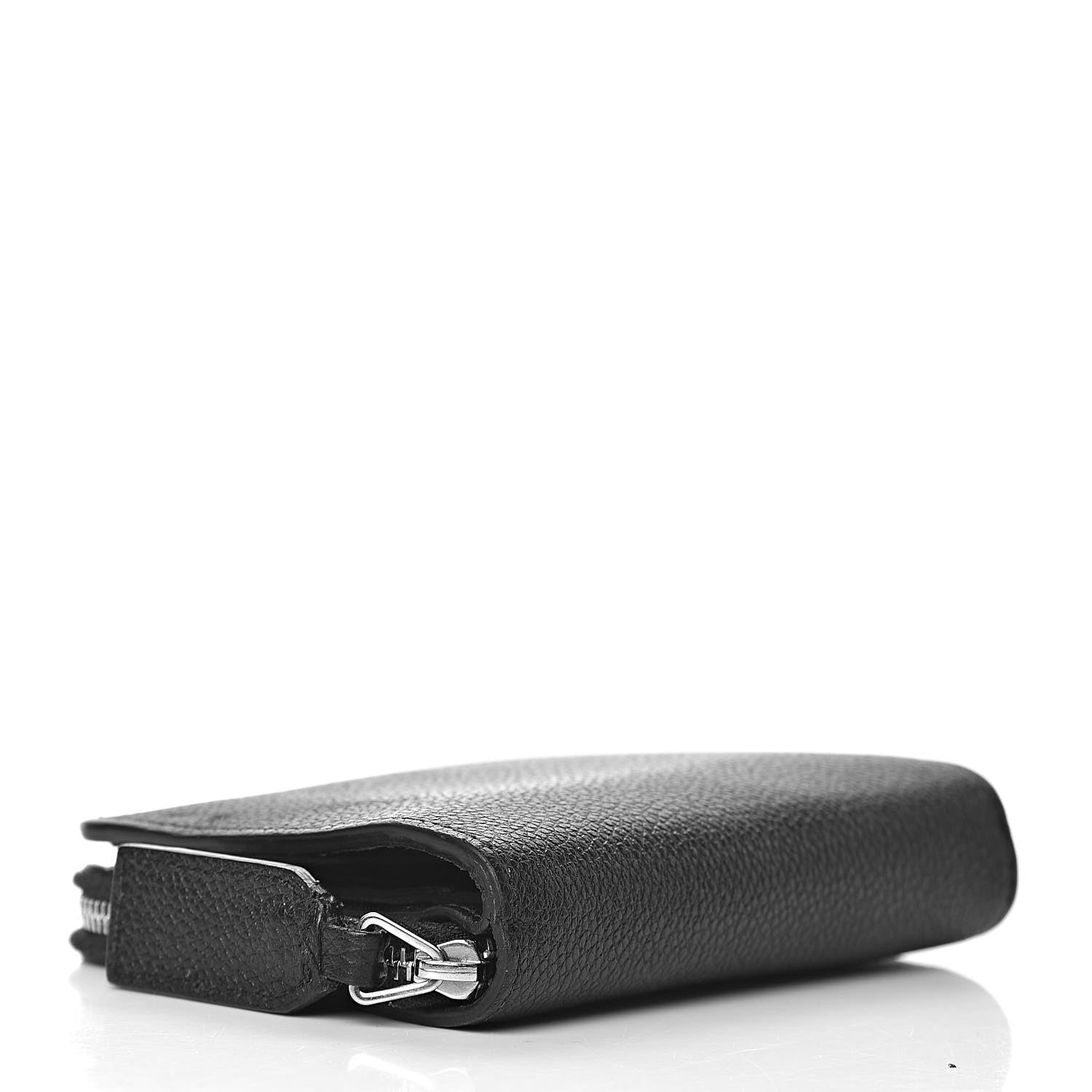 Saint Laurent Grained Calfskin Rive Gauche Compact Zip Around Wallet Black 4 of 9