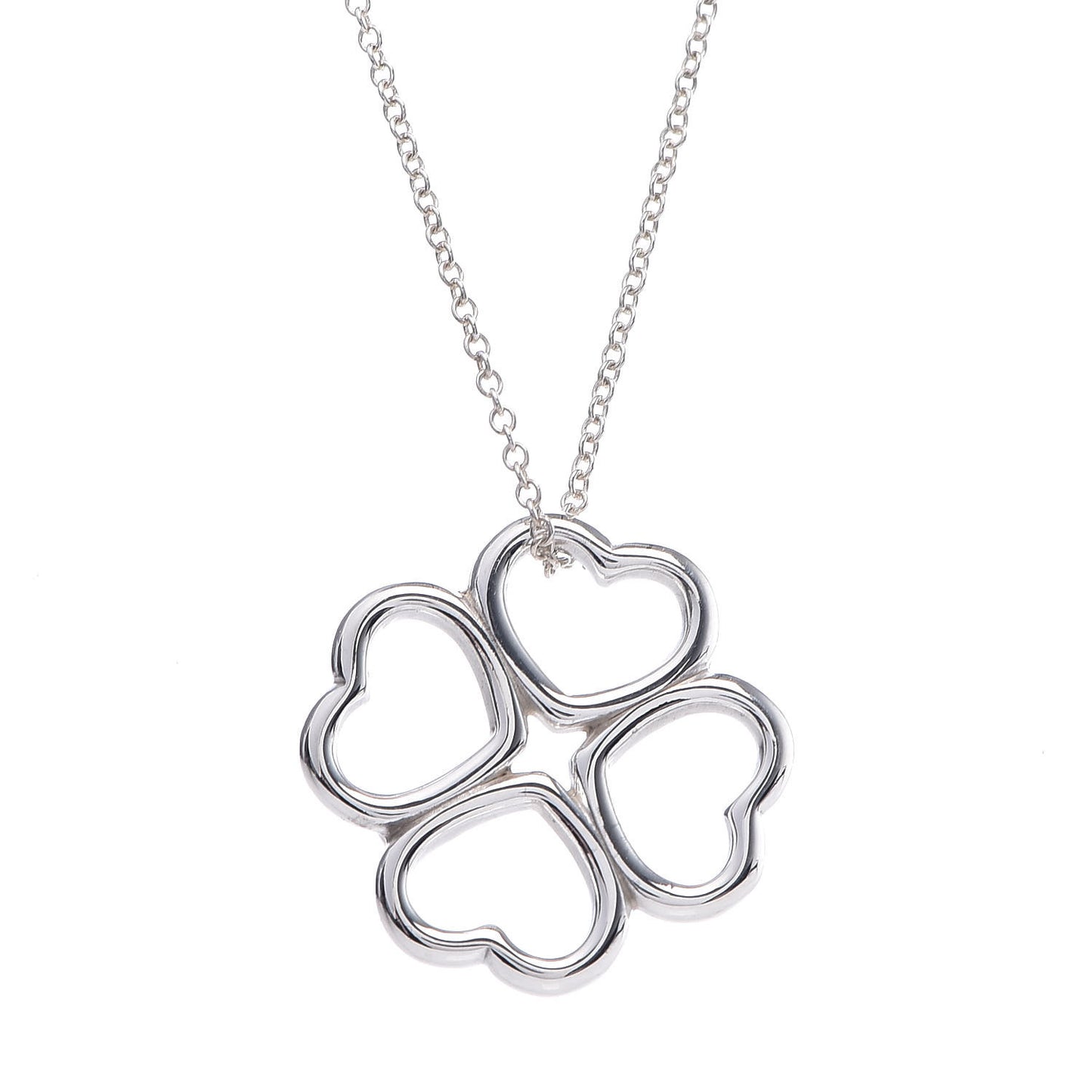 Sterling Silver Four Heart Clover Pendant Necklace