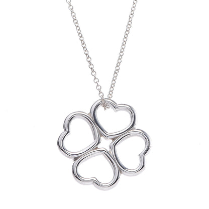 Tiffany Sterling Silver Four Heart Clover Pendant Necklace 4 of 7