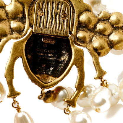 Gucci Pearl Crystal Bee Bracelet M Aged Gold 3 of 4