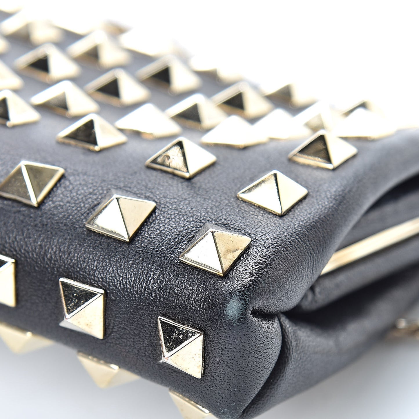 Lambskin Rockstud All Over Clutch Black