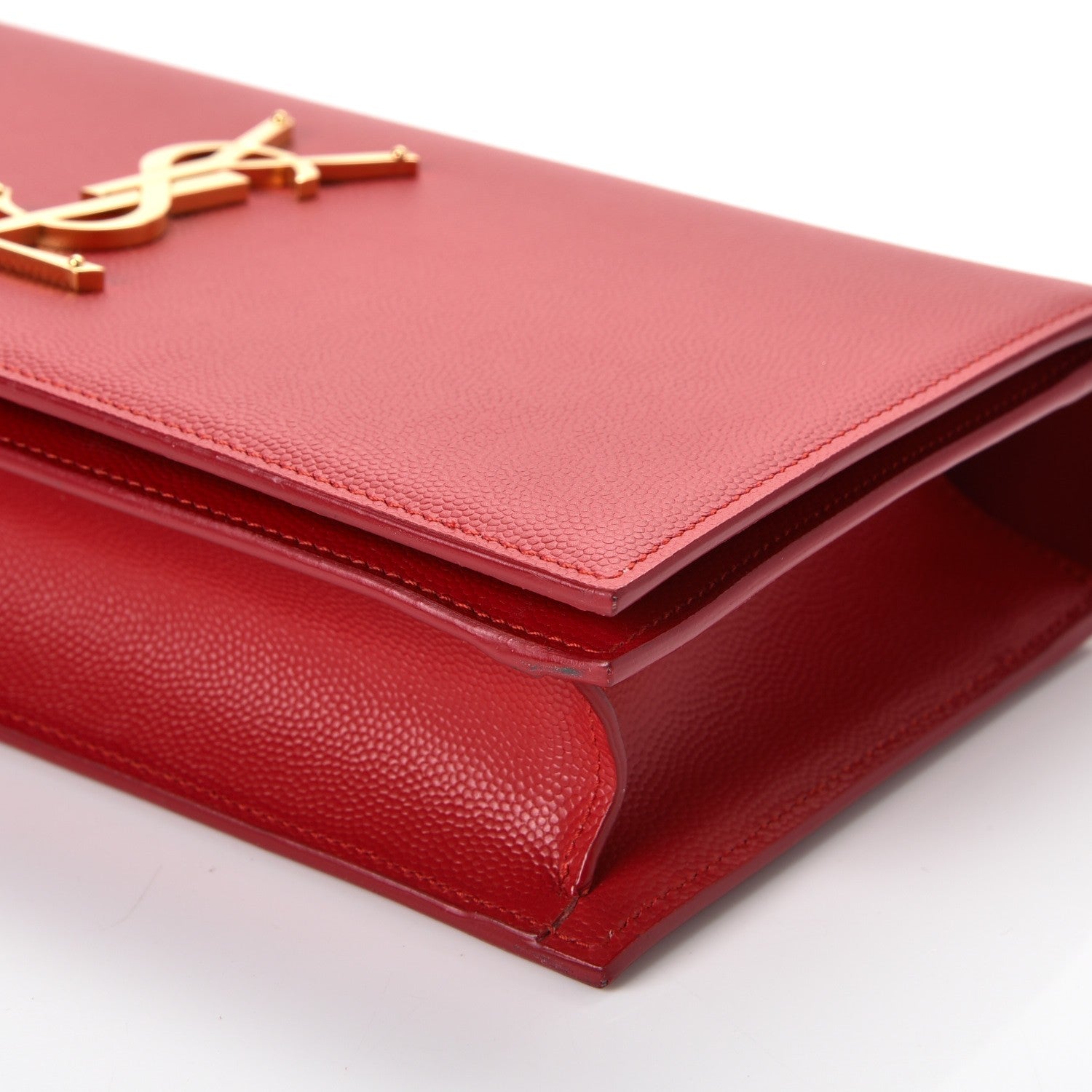 Saint Laurent Grain De Poudre Classic Kate Monogram Clutch New Red 9 of 9