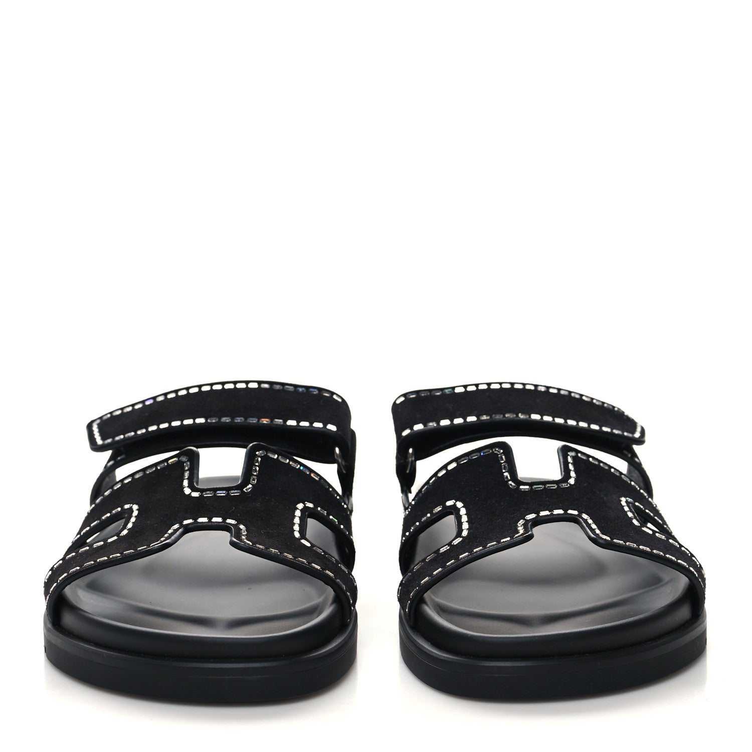 Hermes Suede Crystal Womens Chypre Sandals 39 Black 2 of 9