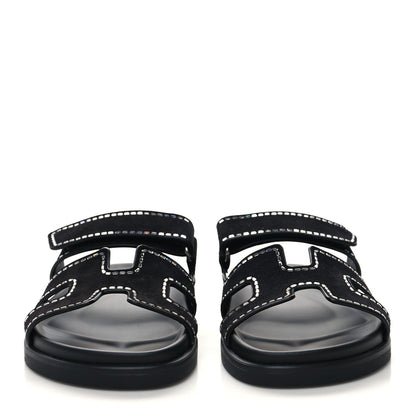 Hermes Suede Crystal Womens Chypre Sandals 39 Black 2 of 9