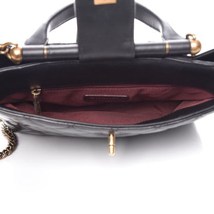 Chanel Calfskin Quilted Small Gold Bar Top Handle Tote Black 5 of 8