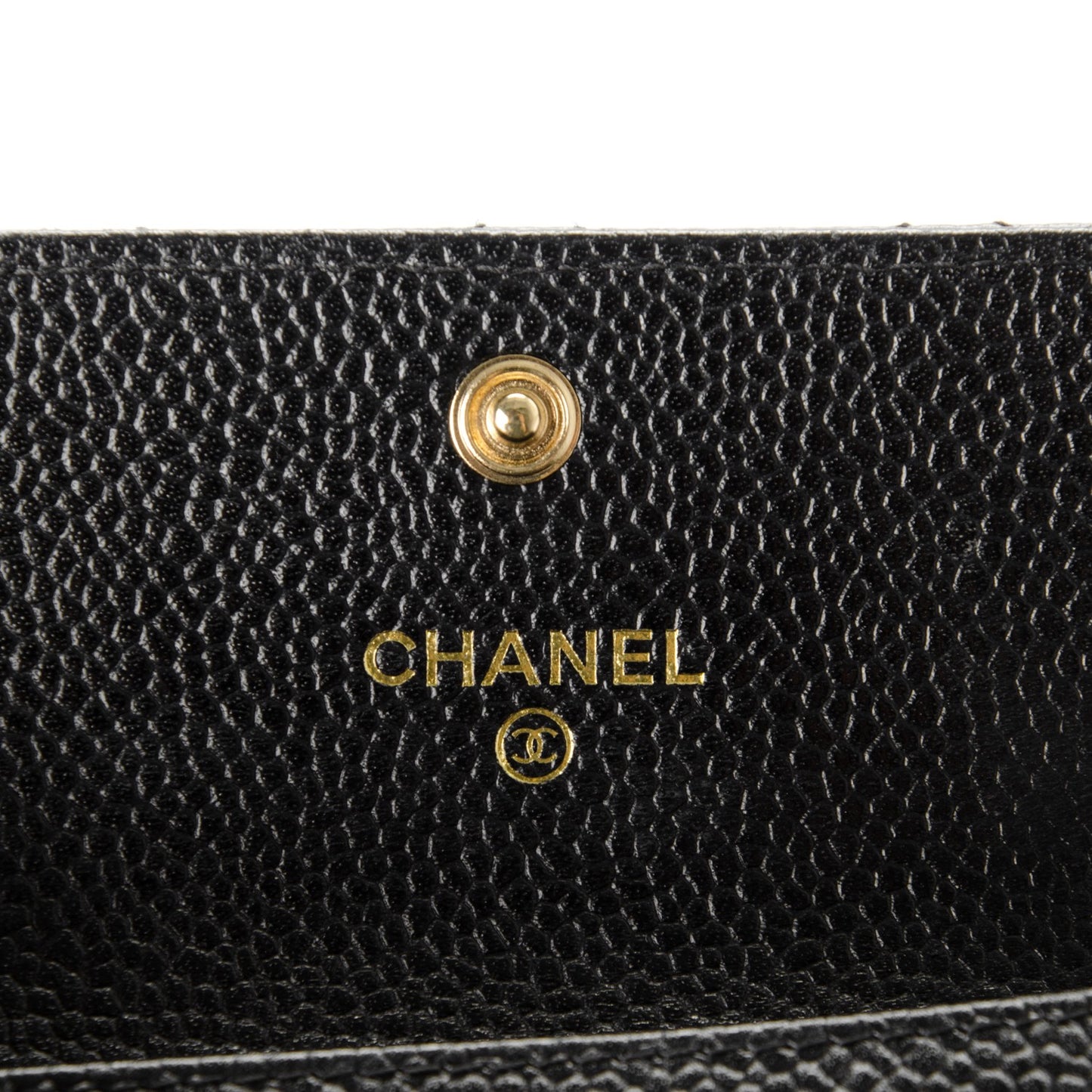 Caviar Quilted Flap Card Holder Black