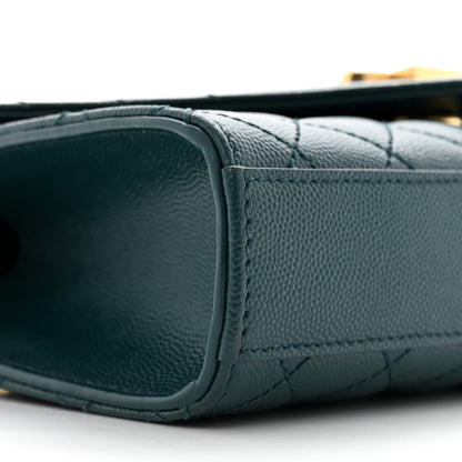 Saint Laurent Grain De Poudre Textured Mixed Matelasse Triquilt Small Monogram Satchel Sea Turquoise 8 of 10