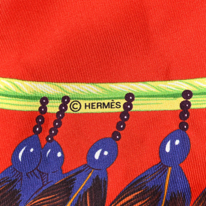 Hermes Silk Brazil Maxi Twilly Rouge Vif Violet Vert 4 of 5
