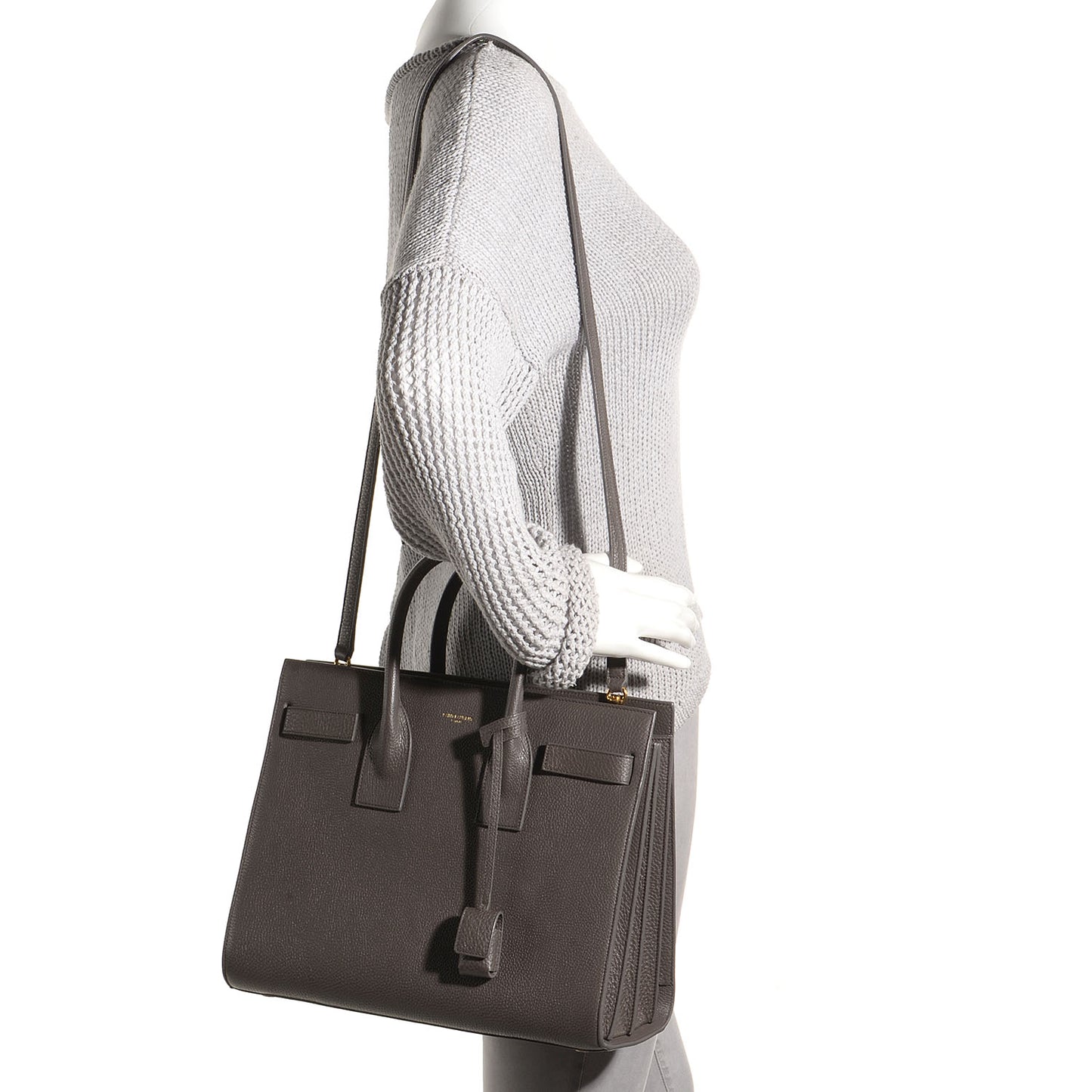 Grained Calfskin Small Sac De Jour Fog