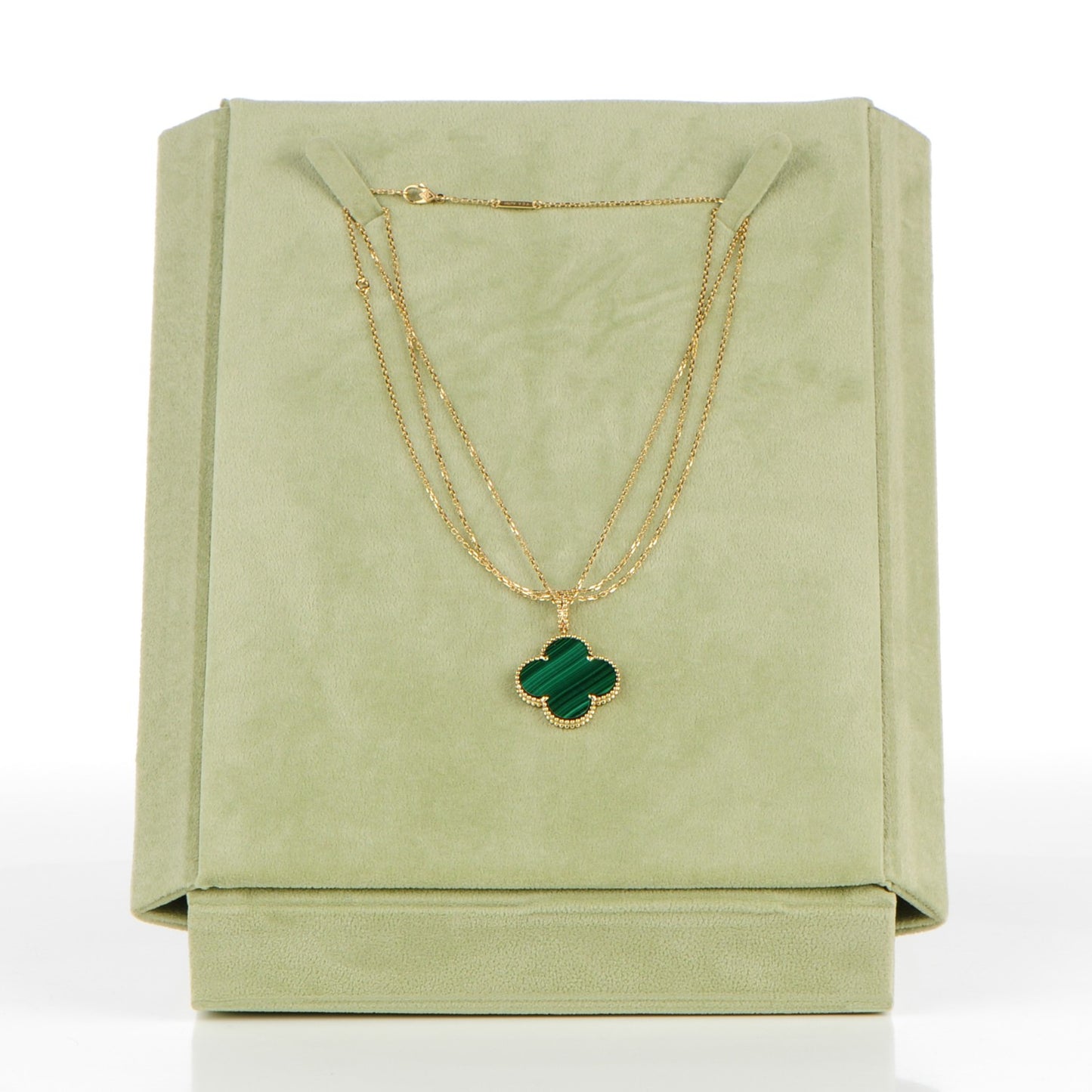 18K Yellow Gold Malachite Magic Alhambra Pendant Necklace