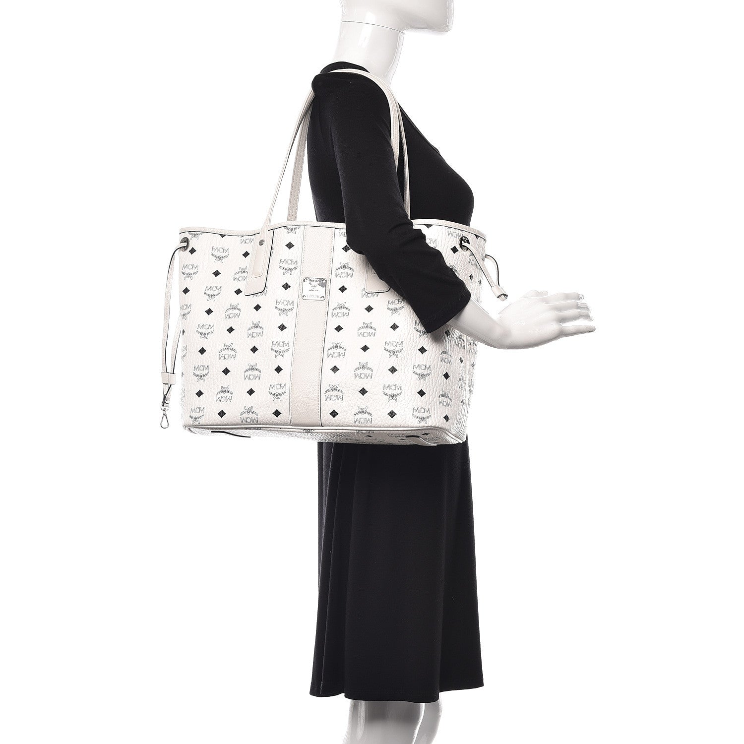 MCM Visetos Medium Liz Reversible Shopper Tote White 2 of 18