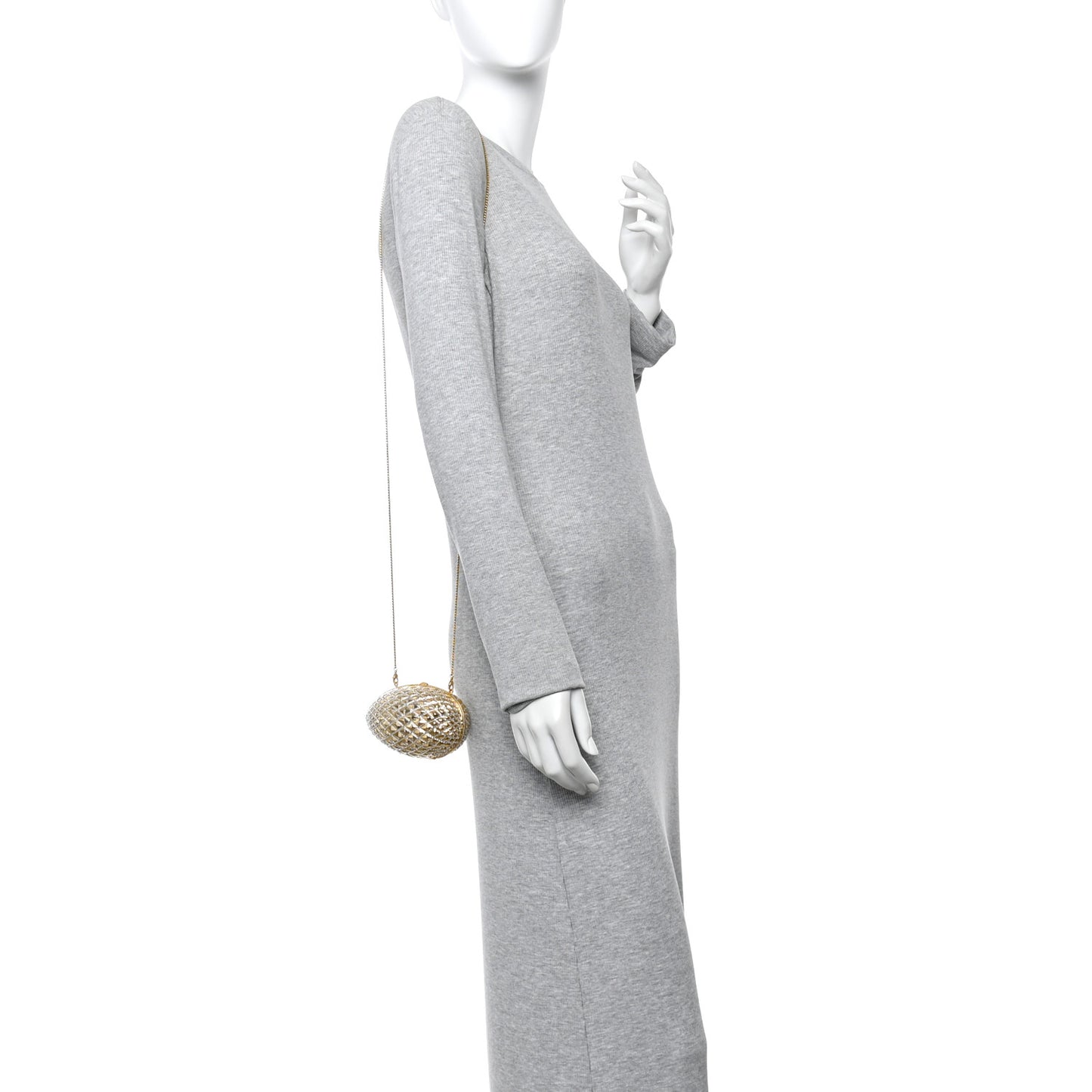 Crystal Egg Minaudiere Clutch Gold