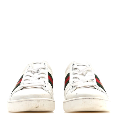Gucci Calfskin Ayers Bee Embroidered Womens Ace Sneakers 37 White Green 3 of 9