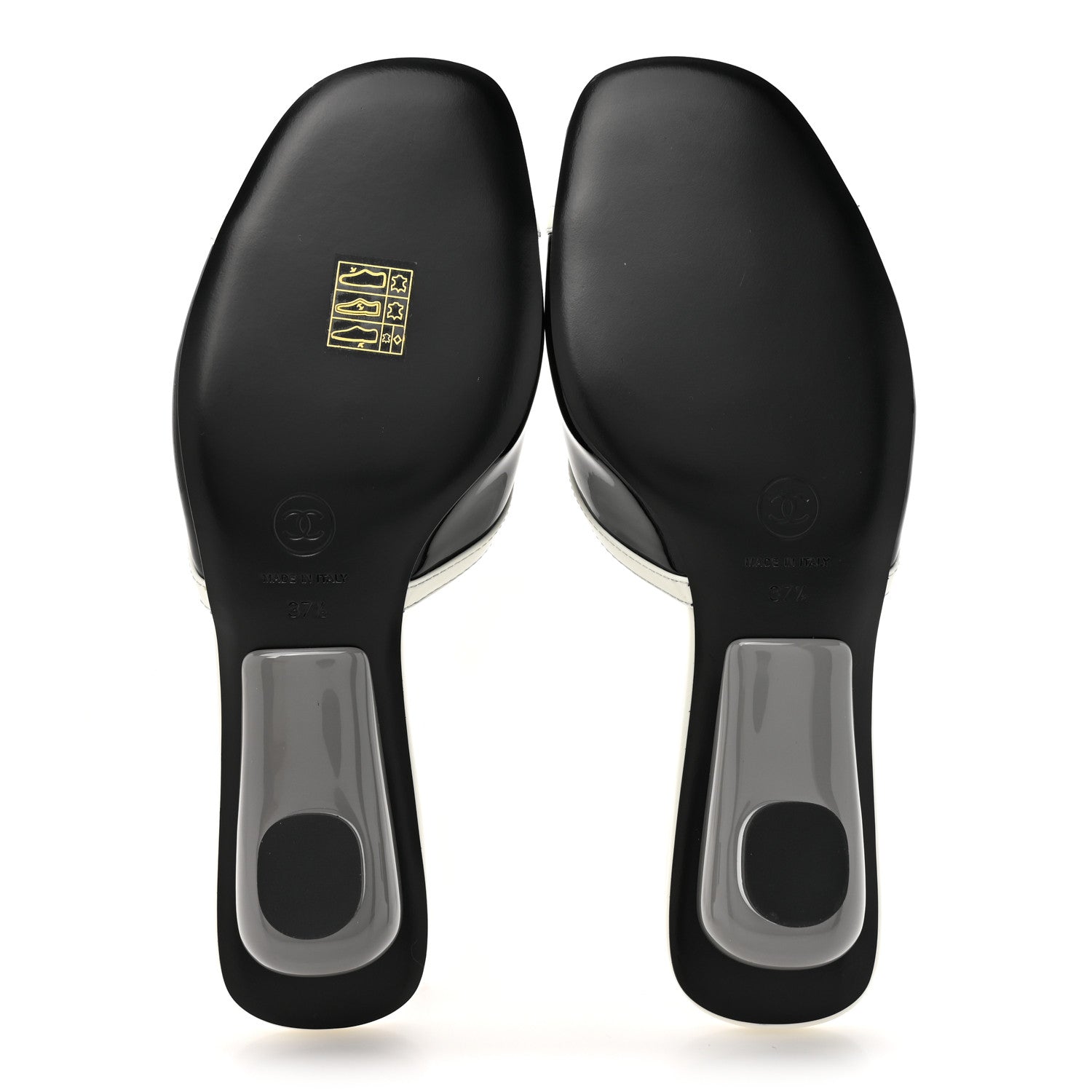 Chanel Patent Calfskin Mules 37.5 Black White 6 of 11