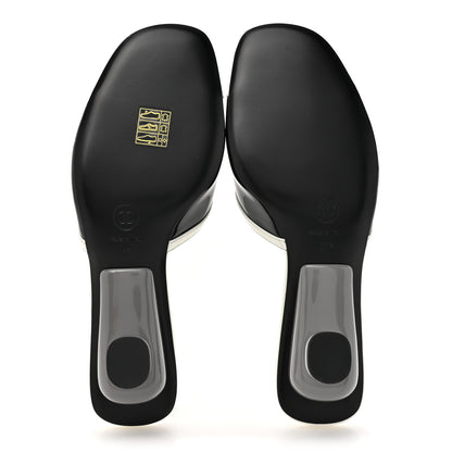 Chanel Patent Calfskin Mules 37.5 Black White 6 of 11
