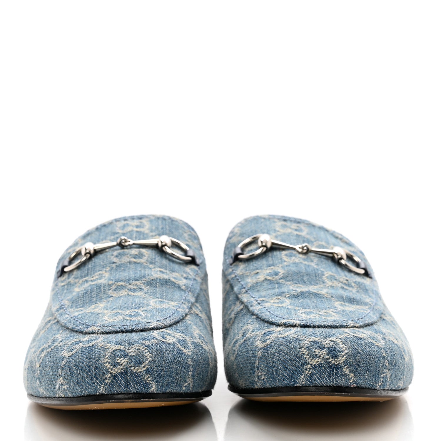 Gucci Denim GG Womens Princetown Slippers 40 Light Blue Ivory 2 of 8