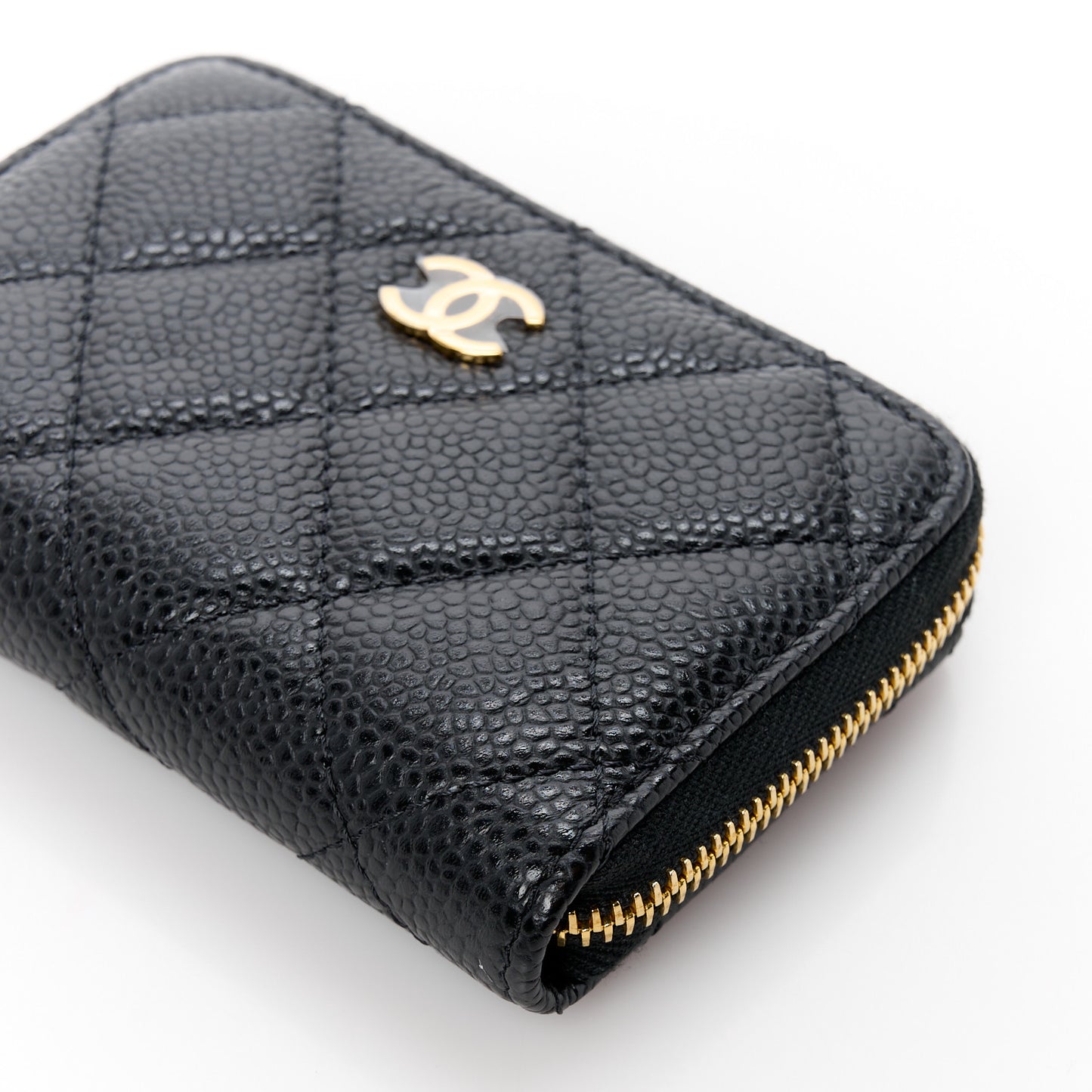 Caviar Quilted Classic Zipped Coin Purse Black