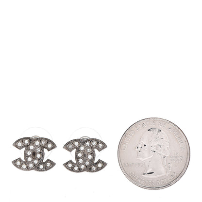 Chanel Crystal CC Earrings Silver 2 of 4