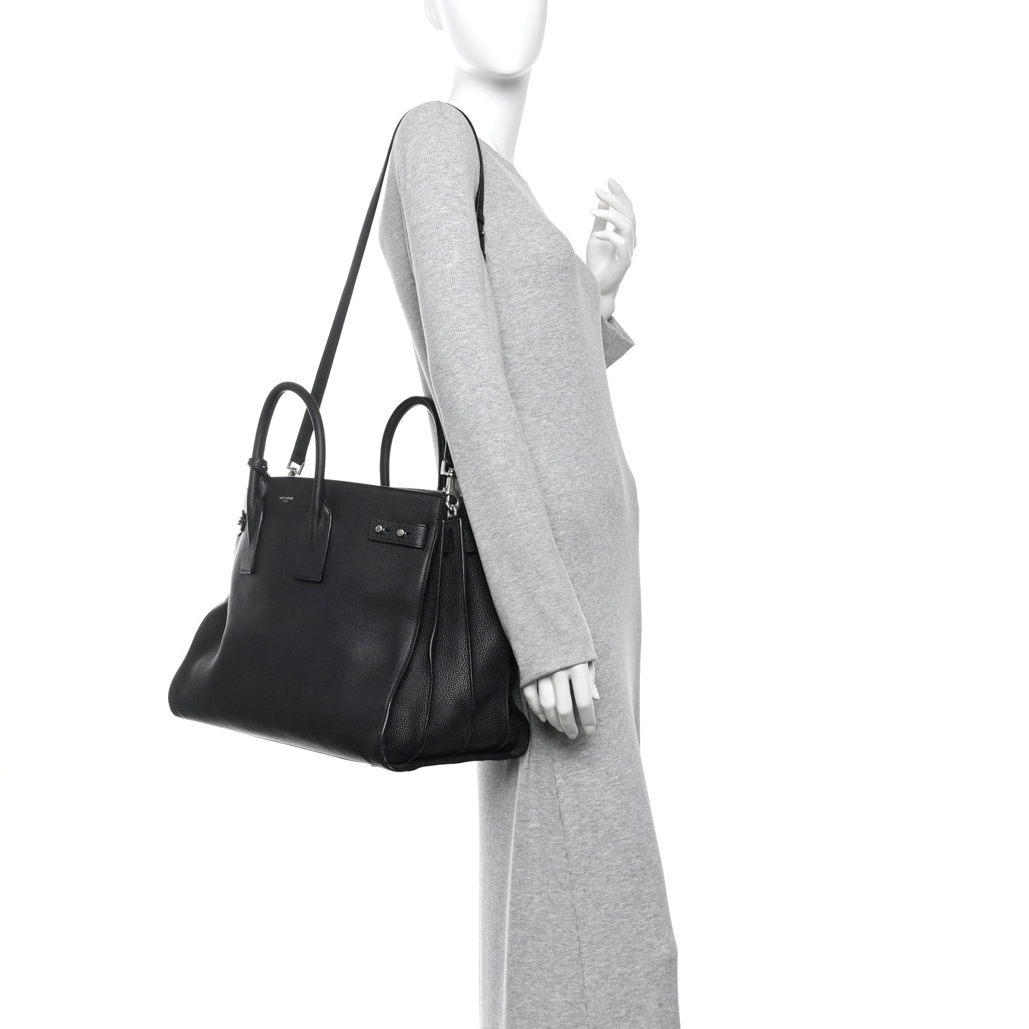 Saint Laurent Grained Calfskin Large Souple Sac De Jour Black 2 of 15