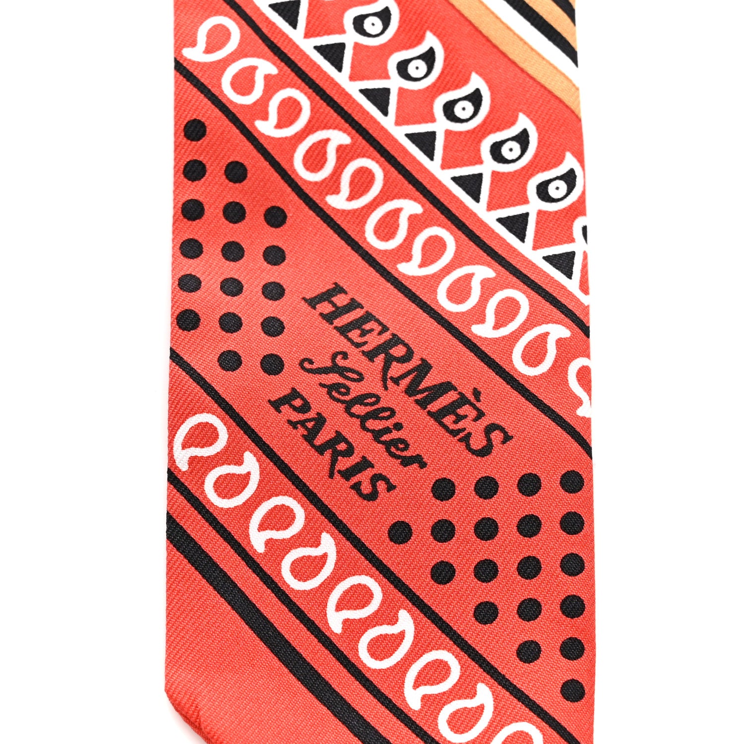 Hermes Silk Eperon d'Or Bandana Twilly Beige Dore Rouge 3 of 5