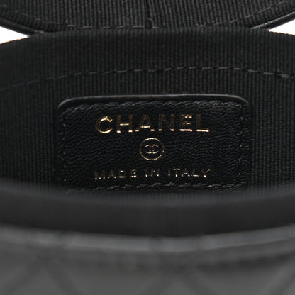 Chanel Lambskin Quilted Mini Round Vanity Case With Chain Black 6 of 11