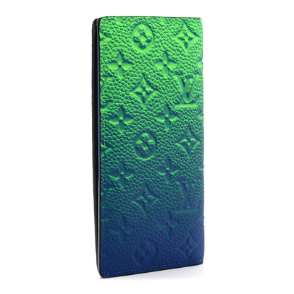 Louis Vuitton Taurillon Illusion Brazza Wallet Bleu Vert 3 of 10