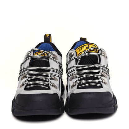 Gucci X SEGA Mesh Technical Canvas Calfskin Reflective Mens Flashtrek Sneakers 6 Silver Black 5 of 10