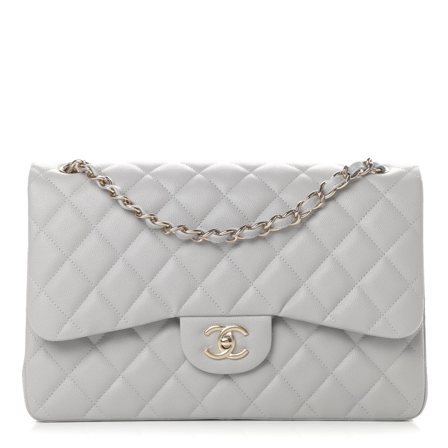 Chanel Caviar Quilted Jumbo Double Flap Grey 1 of 10