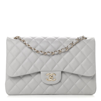 Chanel Caviar Quilted Jumbo Double Flap Grey 1 of 10