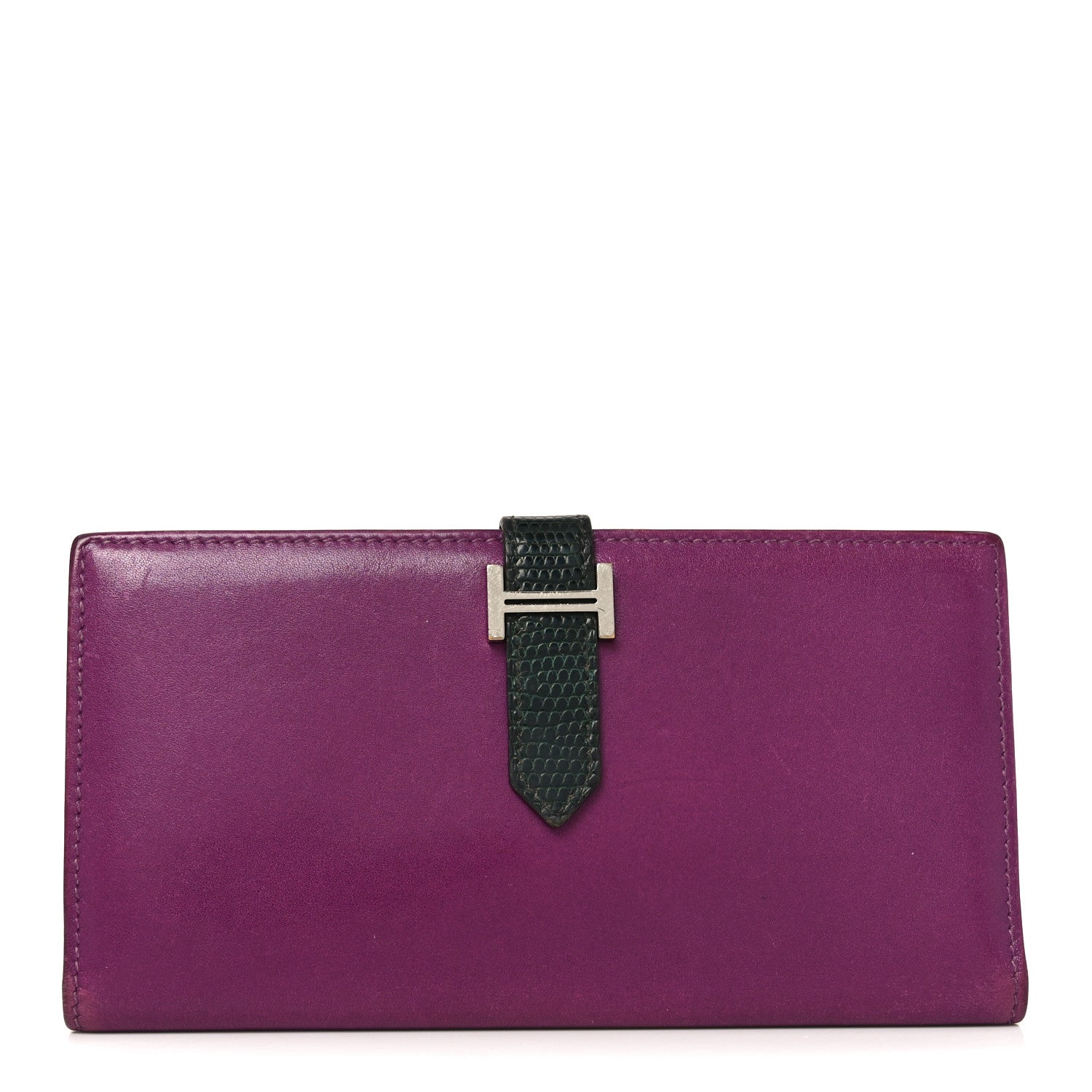 Hermes Tadelakt Lizard Bearn Gusset Wallet Anemone Vert 1 of 8