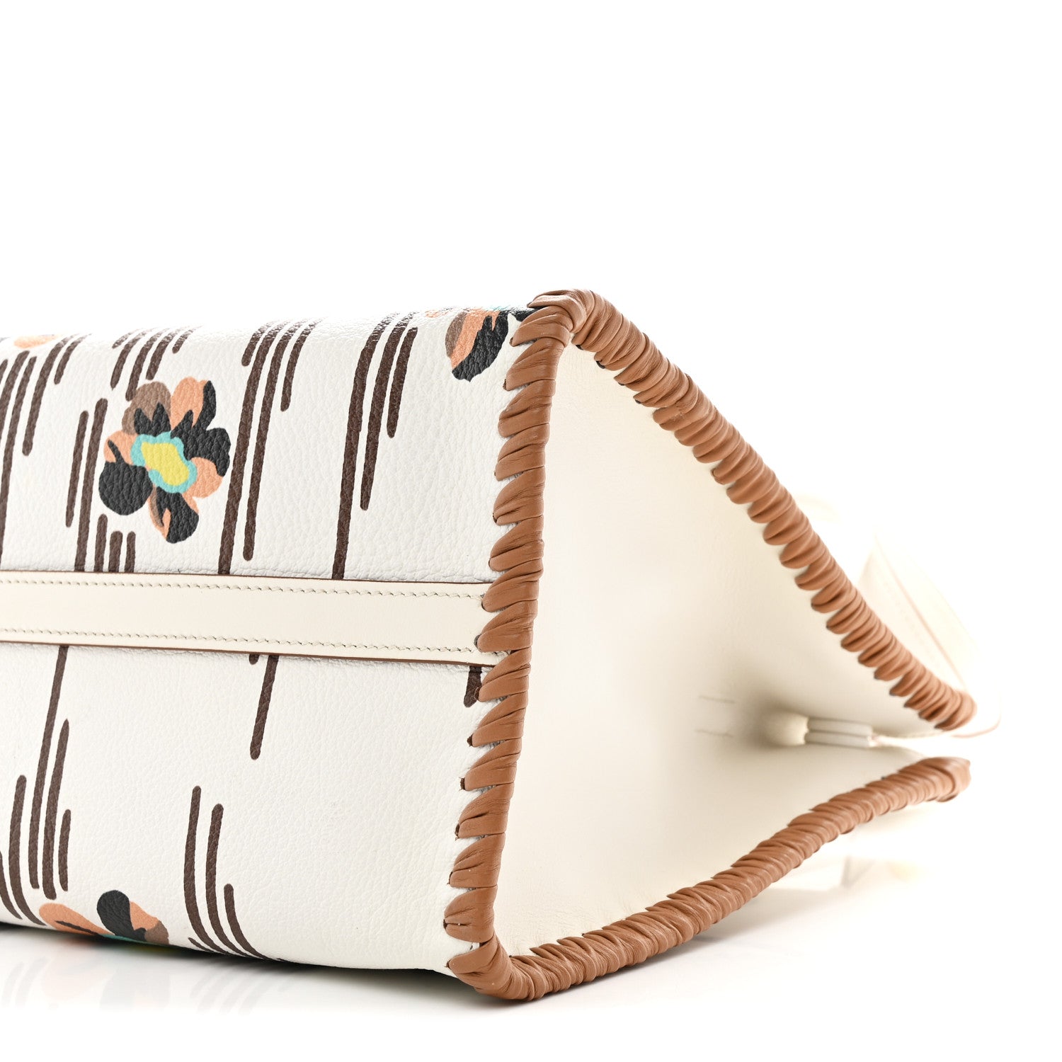 Prada Saffiano Whipstitch Medium Paradigme Bag White Caramel