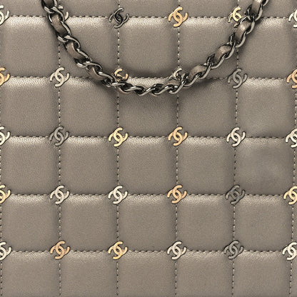 Chanel Lambskin Chocolate Bar Piercing CC Studded Small Chain Flap Bag Grey 8 of 11