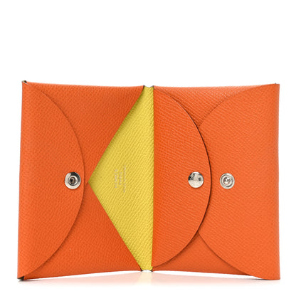Hermes Epsom Verso Calvi Duo Card Case Orange Lime 5 of 7