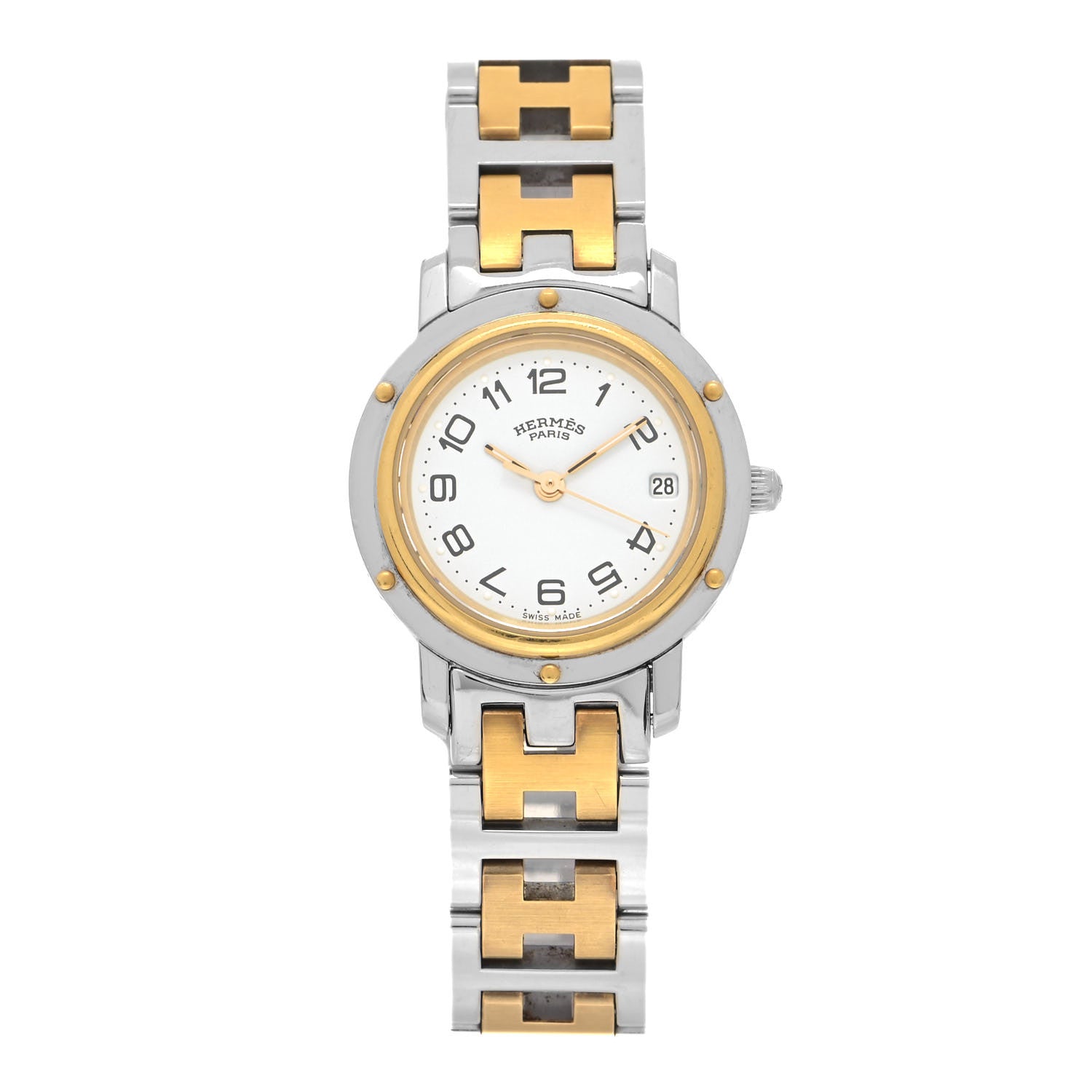 Hermes Stainless Steel 24mm Clipper Quartz Watch Gold 1 of 5