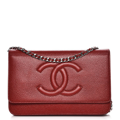 Chanel Caviar Timeless CC Wallet On Chain WOC Red 1 of 11