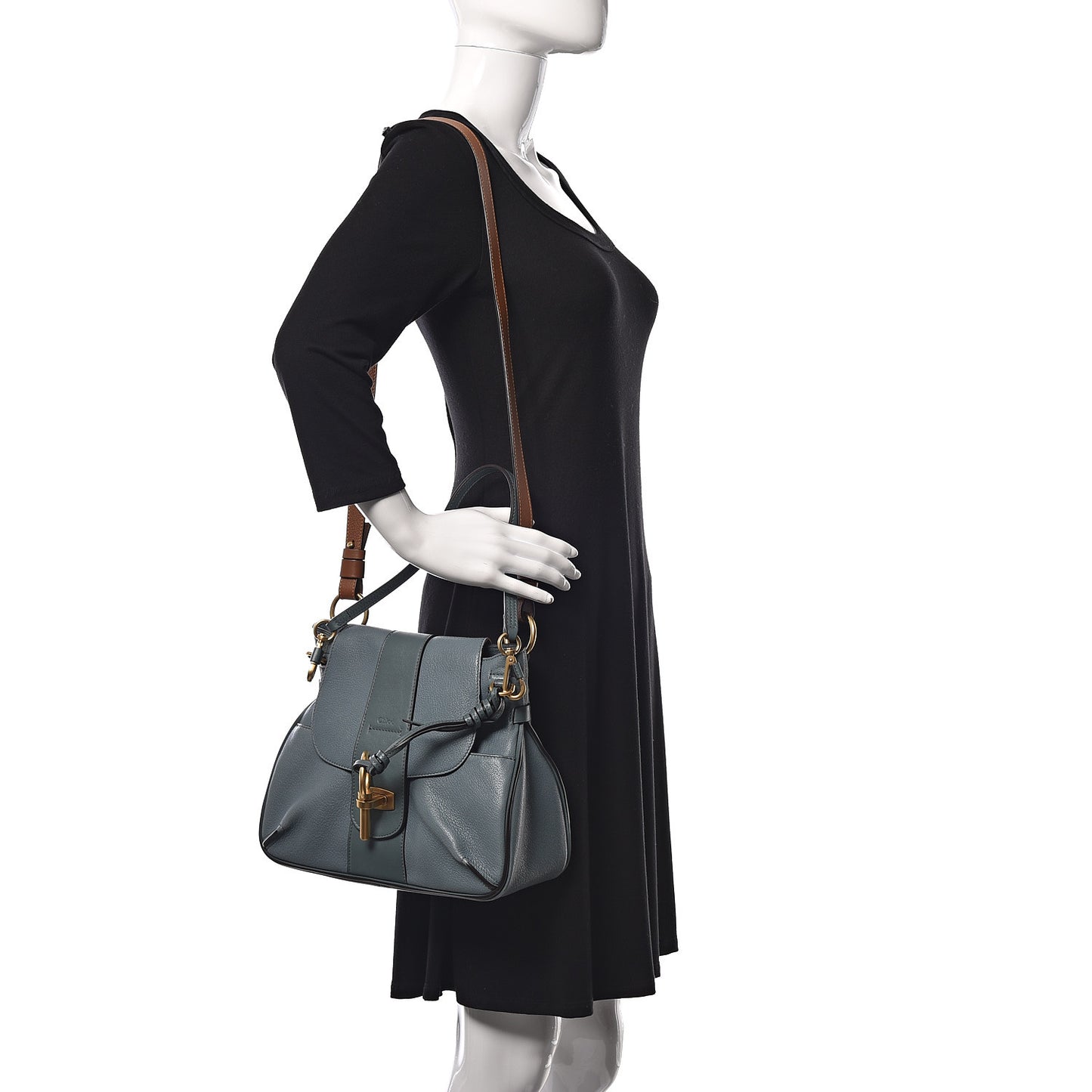 Grained Lambskin Calfskin Small Lexa Shoulder Bag Cloudy Blue