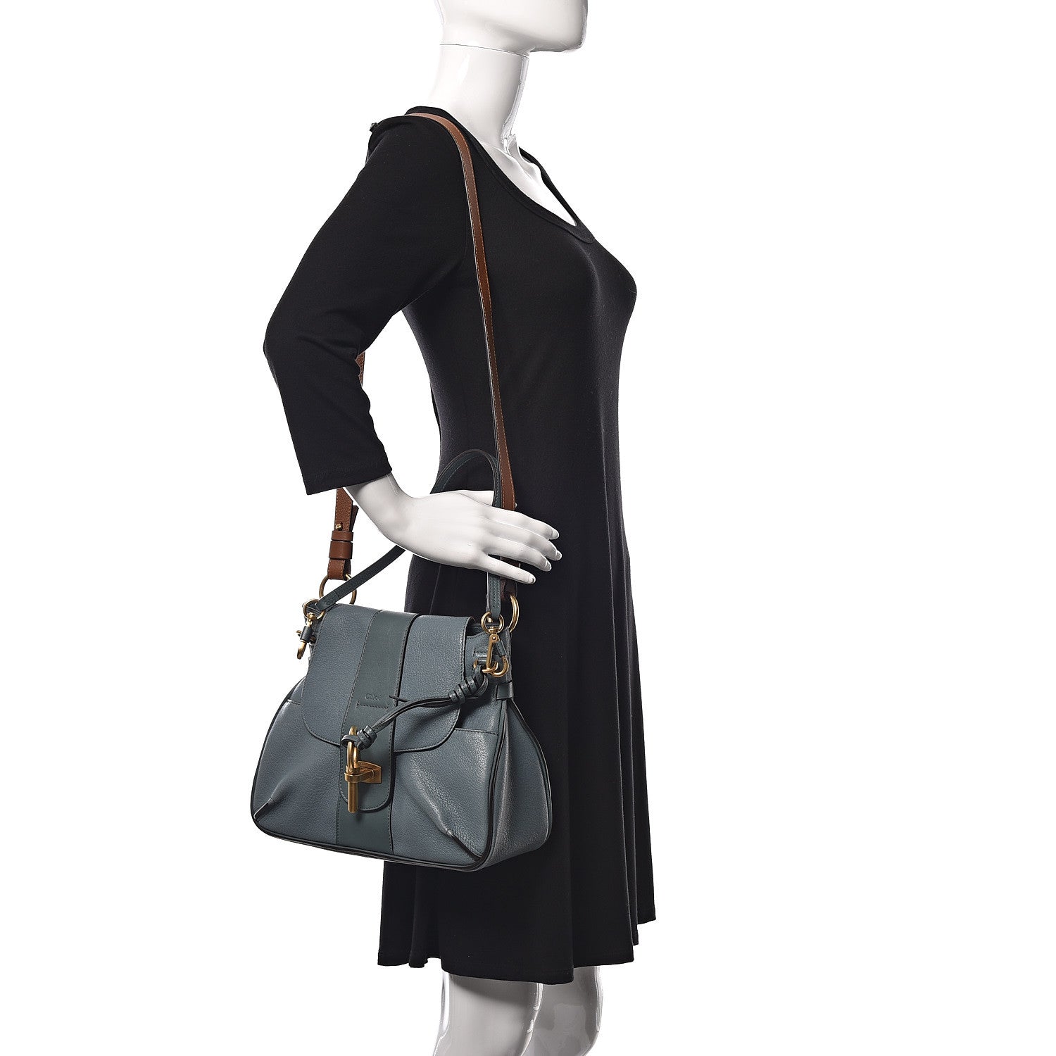 Chloe Grained Lambskin Calfskin Small Lexa Shoulder Bag Cloudy Blue 2 of 8