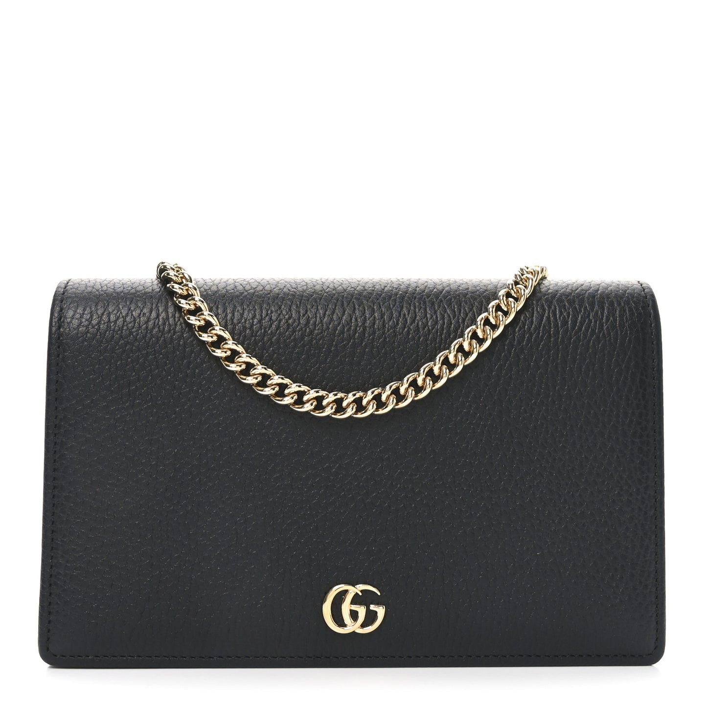 Calfskin Mini GG Marmont Chain Wallet Black