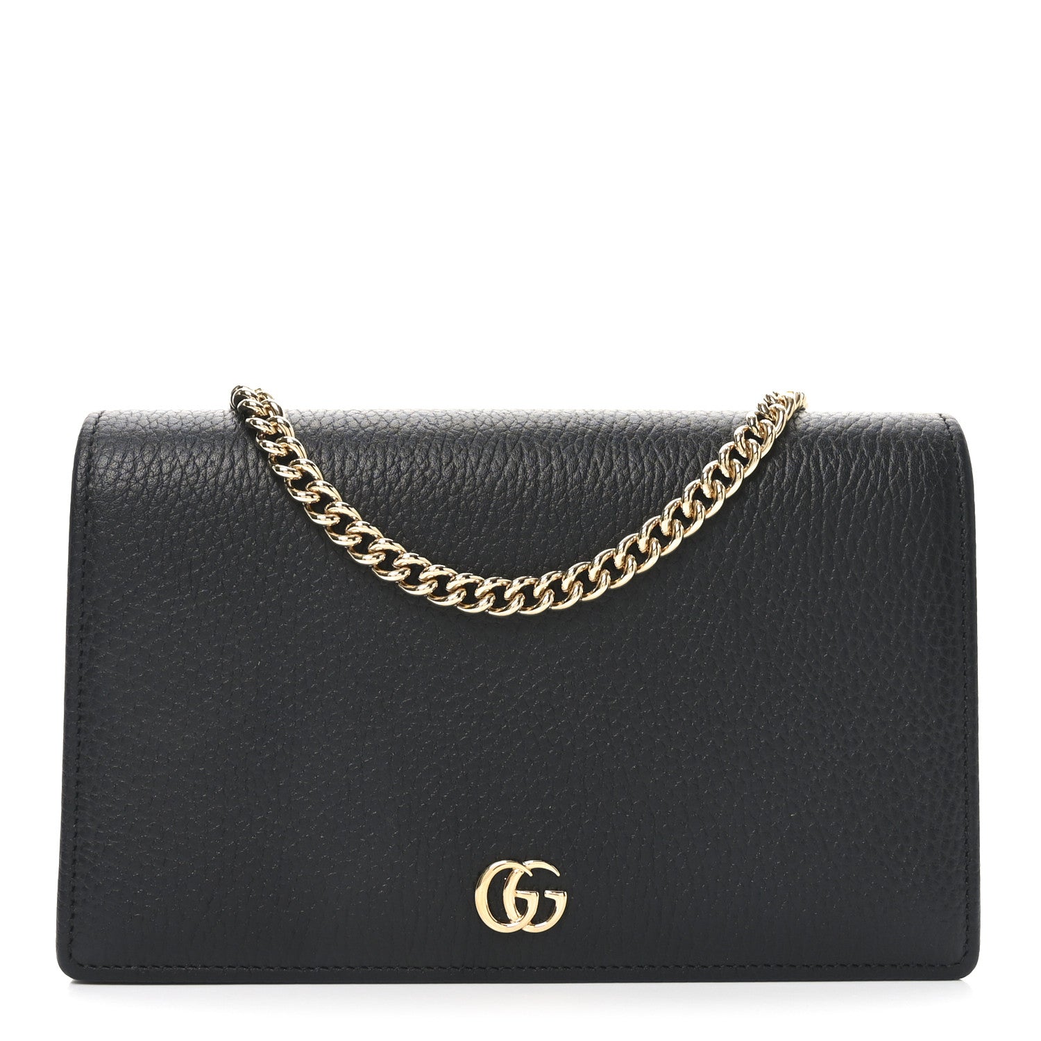 Gucci Calfskin Mini GG Marmont Chain Wallet Black 1 of 10