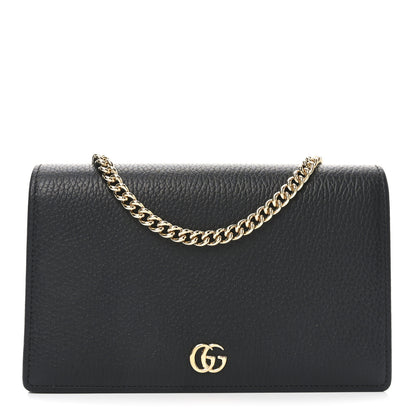 Gucci Calfskin Mini GG Marmont Chain Wallet Black 1 of 10
