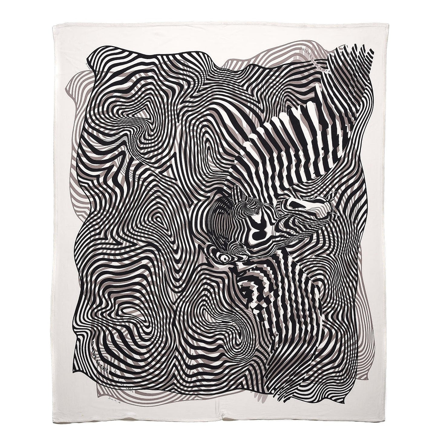 Silk Jersey Onde De Chic Scarf 90 Blanc Noir Sepia