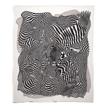 Hermes Silk Jersey Onde De Chic Scarf 90 Blanc Noir Sepia 1 of 8