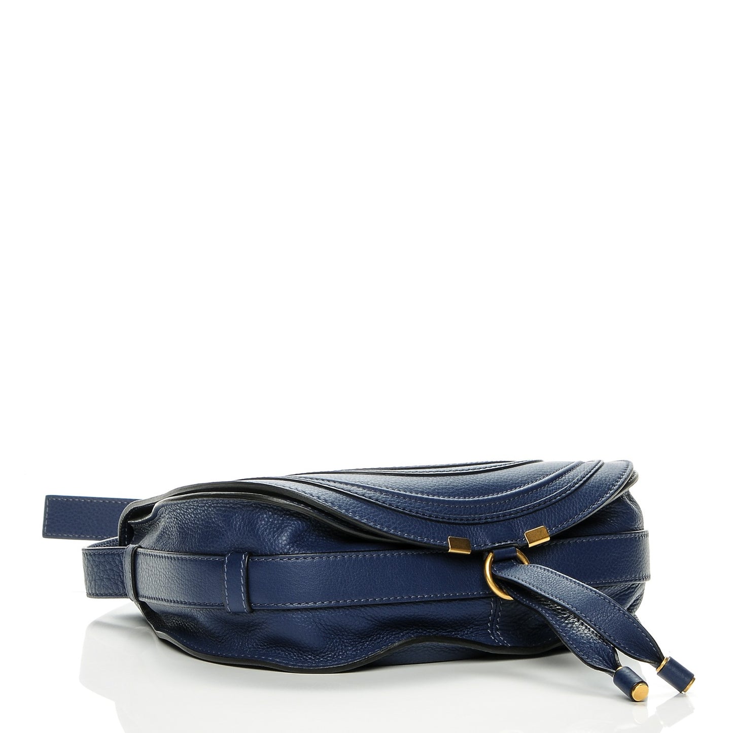 Calfskin Medium Marcie Round Crossbody Bag Royal Navy