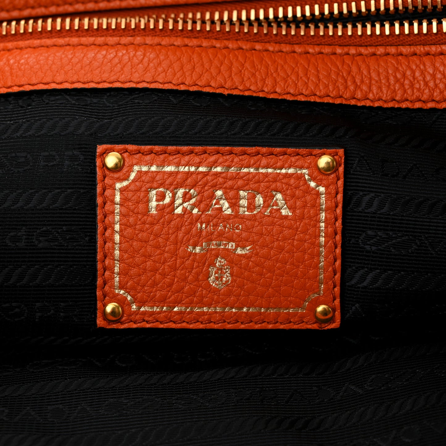 Vitello Phenix Embossed Logo Tote Papaya