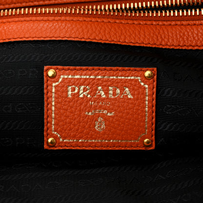 Prada Vitello Phenix Embossed Logo Tote Papaya 6 of 10