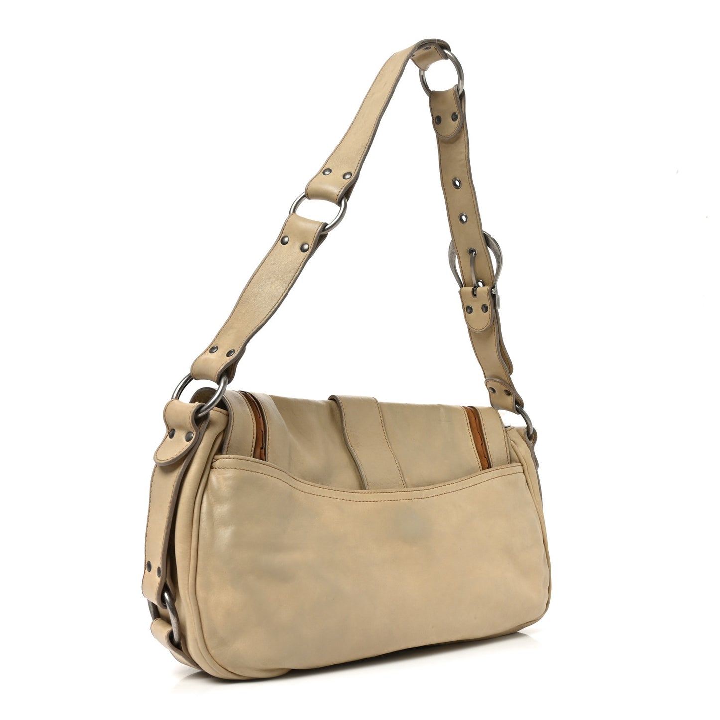 Calfskin Medium Gaucho Double Saddle Bag Ivory