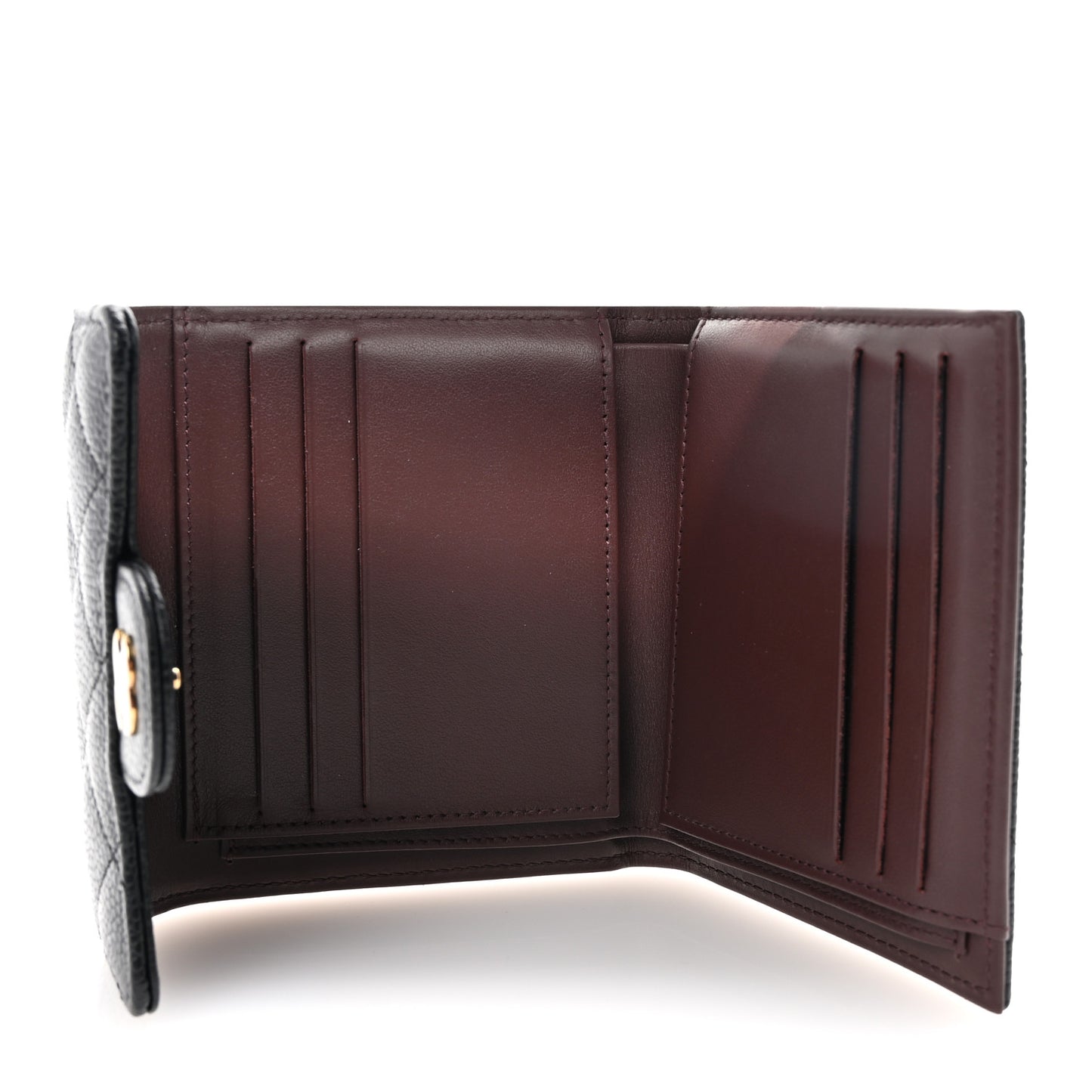 Caviar Quilted Compact Flap Wallet Black