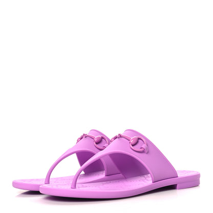 Gucci Rubber Womens Horsebit Thong Sandals 38 Candy Mousse 4 of 9