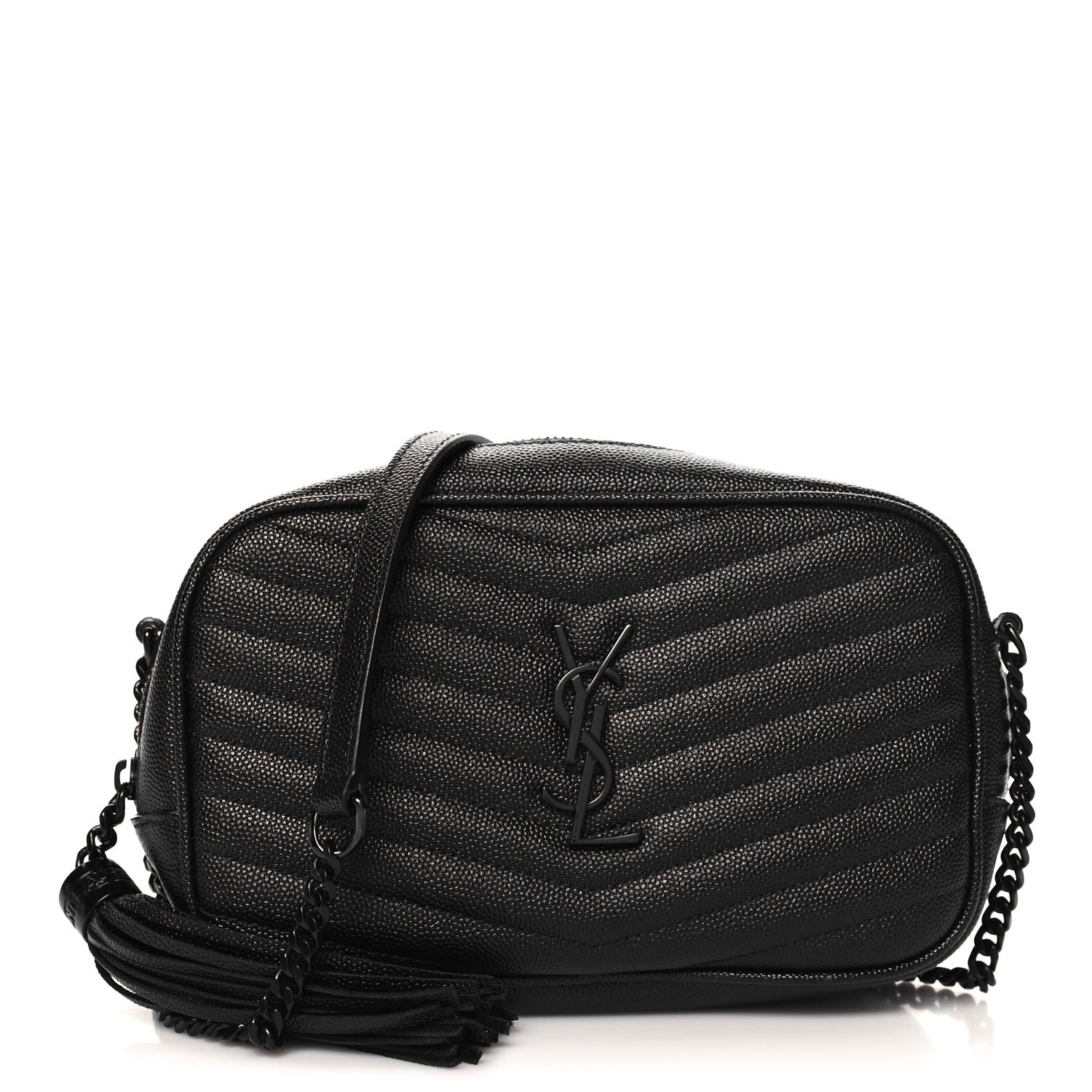 Saint Laurent Grain De Poudre Matelasse Monochrome Monogram Mini Lou Camera Bag Black 1 of 10